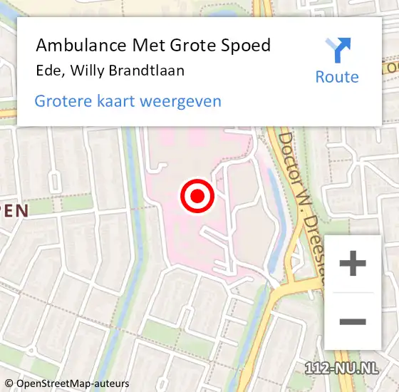 Locatie op kaart van de 112 melding: Ambulance Met Grote Spoed Naar Ede, Willy Brandtlaan op 25 april 2015 22:27