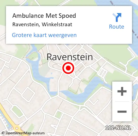Locatie op kaart van de 112 melding: Ambulance Met Spoed Naar Ravenstein, Winkelstraat op 25 april 2015 22:52