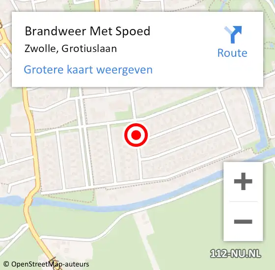 Locatie op kaart van de 112 melding: Brandweer Met Spoed Naar Zwolle, Grotiuslaan op 25 april 2015 23:46