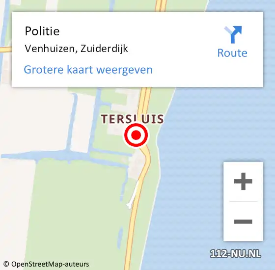 Locatie op kaart van de 112 melding: Politie Venhuizen, Zuiderdijk op 26 april 2015 00:18