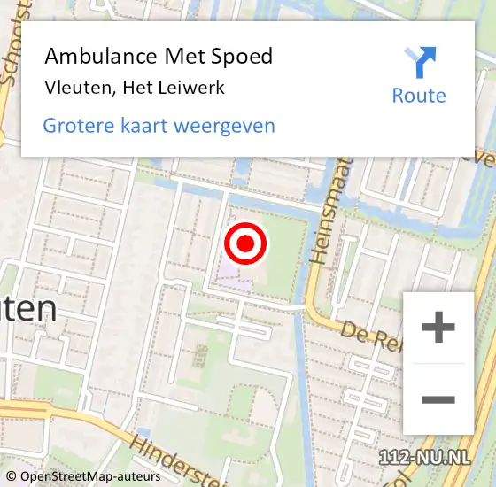 Locatie op kaart van de 112 melding: Ambulance Met Spoed Naar Vleuten, Het Leiwerk op 26 april 2015 02:04