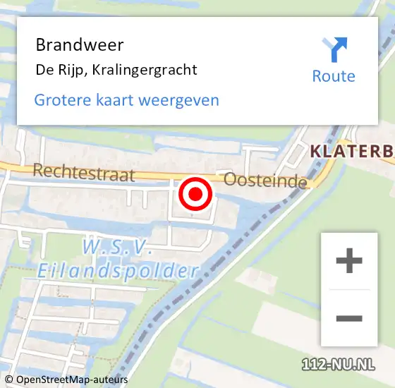 Locatie op kaart van de 112 melding: Brandweer De Rijp, Kralingergracht op 26 april 2015 02:11