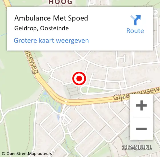 Locatie op kaart van de 112 melding: Ambulance Met Spoed Naar Geldrop, Oosteinde op 26 april 2015 02:21