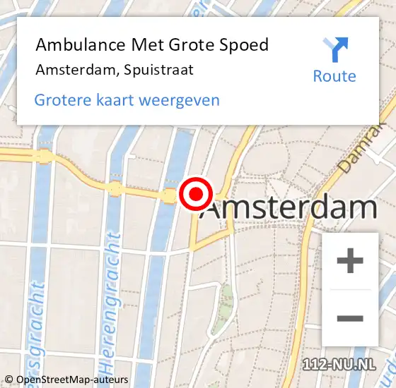 Locatie op kaart van de 112 melding: Ambulance Met Grote Spoed Naar Amsterdam, Spuistraat op 26 april 2015 02:27