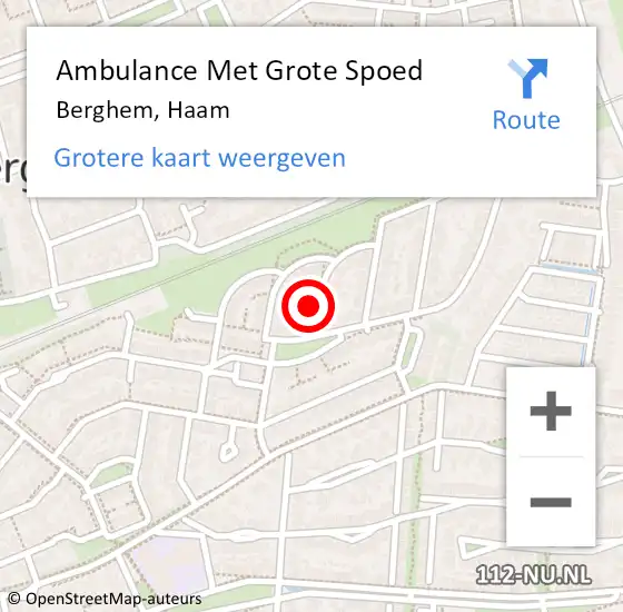 Locatie op kaart van de 112 melding: Ambulance Met Grote Spoed Naar Berghem, Haam op 26 april 2015 03:19