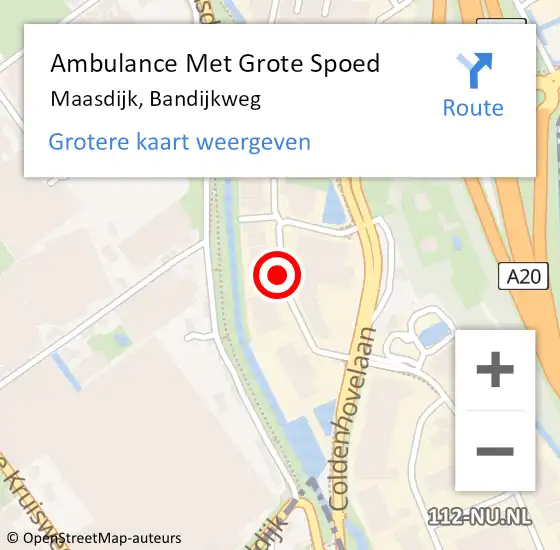 Locatie op kaart van de 112 melding: Ambulance Met Grote Spoed Naar Maasdijk, Bandijkweg op 26 april 2015 03:28