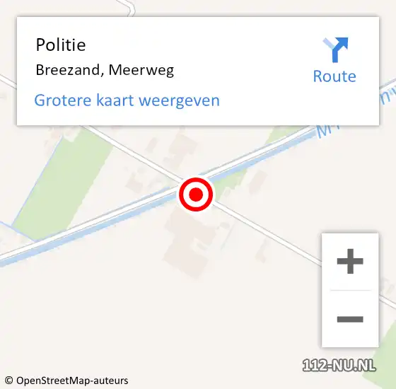 Locatie op kaart van de 112 melding: Politie Breezand, Meerweg op 26 april 2015 03:35