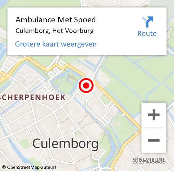 Locatie op kaart van de 112 melding: Ambulance Met Spoed Naar Culemborg, Het Voorburg op 26 april 2015 03:41