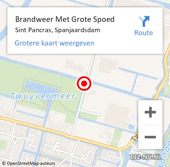 Locatie op kaart van de 112 melding: Brandweer Met Grote Spoed Naar Sint Pancras, Spanjaardsdam op 26 april 2015 03:54