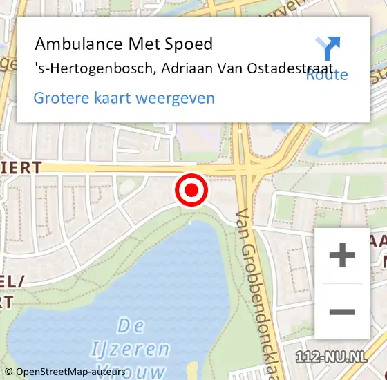 Locatie op kaart van de 112 melding: Ambulance Met Spoed Naar 's-Hertogenbosch, Adriaan Van Ostadestraat op 26 april 2015 04:52