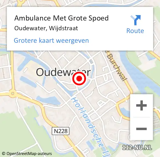 Locatie op kaart van de 112 melding: Ambulance Met Grote Spoed Naar Oudewater, Wijdstraat op 26 april 2015 07:46