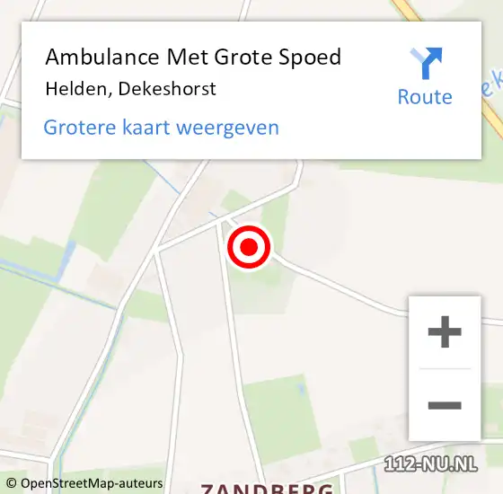 Locatie op kaart van de 112 melding: Ambulance Met Grote Spoed Naar Helden, Dekeshorst op 11 september 2013 23:34