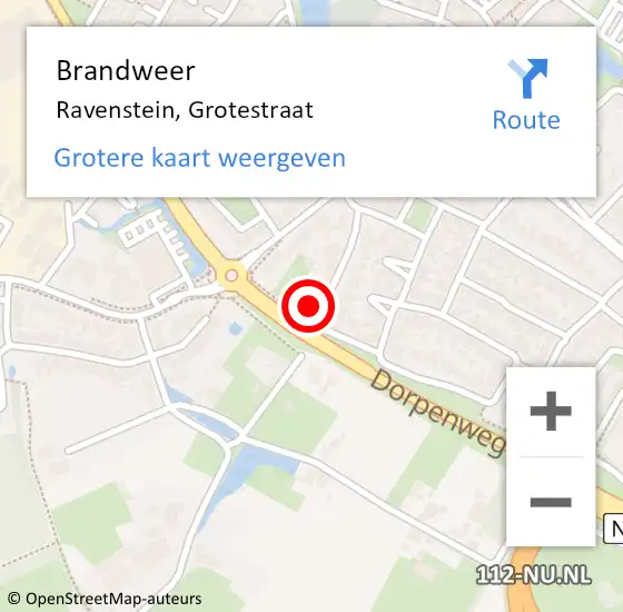 Locatie op kaart van de 112 melding: Brandweer Ravenstein, Grotestraat op 26 april 2015 10:29