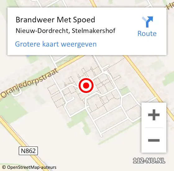 Locatie op kaart van de 112 melding: Brandweer Met Spoed Naar Nieuw-Dordrecht, Stelmakershof op 6 november 2013 03:55