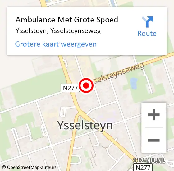 Locatie op kaart van de 112 melding: Ambulance Met Grote Spoed Naar Ysselsteyn, Ysselsteynseweg op 26 april 2015 10:57