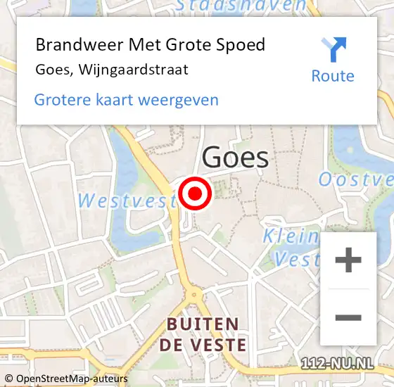 Locatie op kaart van de 112 melding: Brandweer Met Grote Spoed Naar Goes, Wijngaardstraat op 26 april 2015 10:57