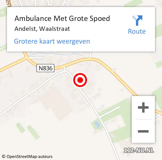 Locatie op kaart van de 112 melding: Ambulance Met Grote Spoed Naar Andelst, Waalstraat op 26 april 2015 11:34