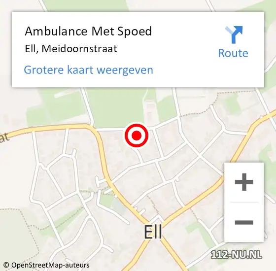 Locatie op kaart van de 112 melding: Ambulance Met Spoed Naar Ell, Meidoornstraat op 26 april 2015 13:21