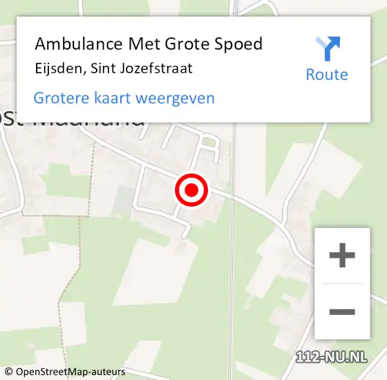 Locatie op kaart van de 112 melding: Ambulance Met Grote Spoed Naar Eijsden, Sint Jozefstraat op 26 april 2015 13:23