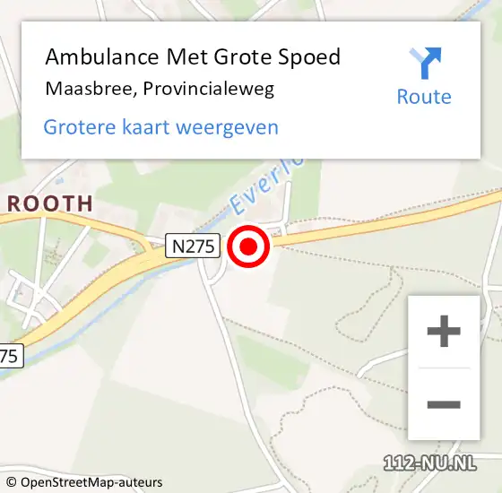 Locatie op kaart van de 112 melding: Ambulance Met Grote Spoed Naar Maasbree, Provincialeweg op 26 april 2015 13:35