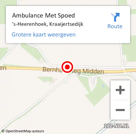 Locatie op kaart van de 112 melding: Ambulance Met Spoed Naar 's-Heerenhoek, Kraaijertsedijk op 26 april 2015 14:09