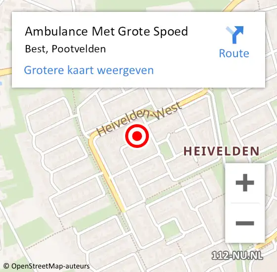 Locatie op kaart van de 112 melding: Ambulance Met Grote Spoed Naar Best, Pootvelden op 26 april 2015 14:13