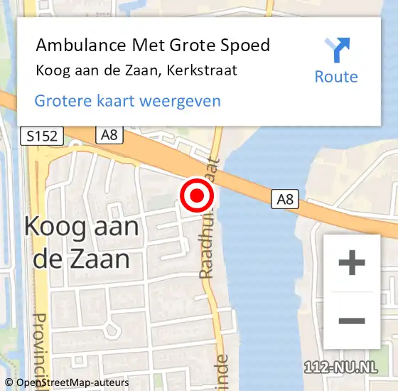 Locatie op kaart van de 112 melding: Ambulance Met Grote Spoed Naar Koog aan de Zaan, Kerkstraat op 26 april 2015 14:14