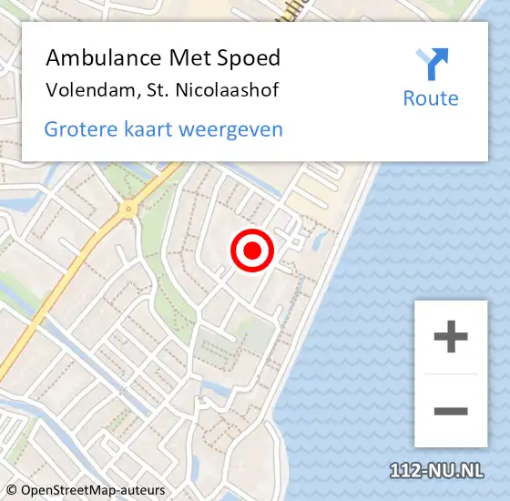 Locatie op kaart van de 112 melding: Ambulance Met Spoed Naar Volendam, St. Nicolaashof op 26 april 2015 14:17