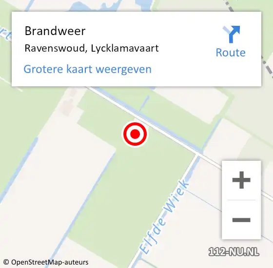 Locatie op kaart van de 112 melding: Brandweer Ravenswoud, Lycklamavaart op 26 april 2015 14:25