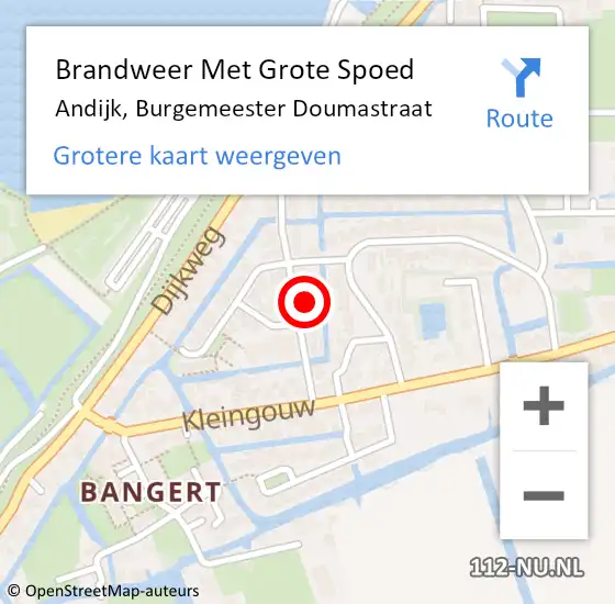 Locatie op kaart van de 112 melding: Brandweer Met Grote Spoed Naar Andijk, Burgemeester Doumastraat op 26 april 2015 15:26