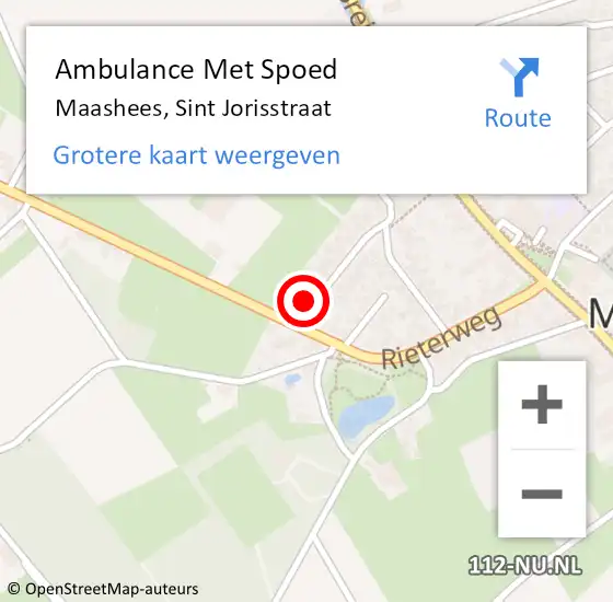 Locatie op kaart van de 112 melding: Ambulance Met Spoed Naar Maashees, Sint Jorisstraat op 26 april 2015 15:48