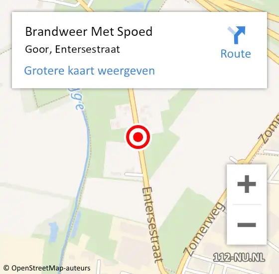 Locatie op kaart van de 112 melding: Brandweer Met Spoed Naar Goor, Entersestraat op 26 april 2015 15:54