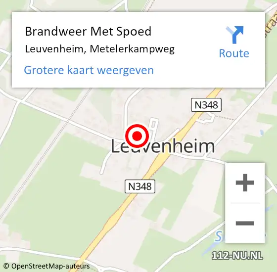 Locatie op kaart van de 112 melding: Brandweer Met Spoed Naar Leuvenheim, Metelerkampweg op 26 april 2015 17:50