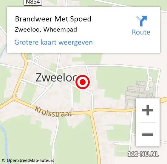 Locatie op kaart van de 112 melding: Brandweer Met Spoed Naar Zweeloo, Wheempad op 26 april 2015 18:00