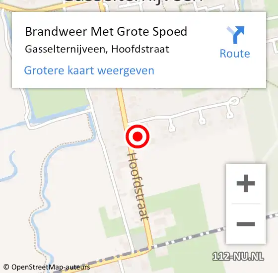 Locatie op kaart van de 112 melding: Brandweer Met Grote Spoed Naar Gasselternijveen, Hoofdstraat op 26 april 2015 18:04