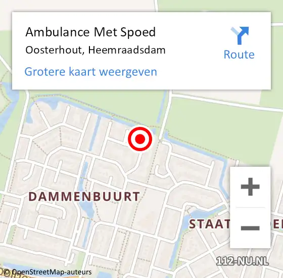 Locatie op kaart van de 112 melding: Ambulance Met Spoed Naar Oosterhout, Heemraadsdam op 26 april 2015 18:26