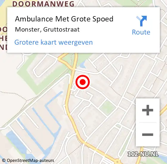 Locatie op kaart van de 112 melding: Ambulance Met Grote Spoed Naar Monster, Gruttostraat op 26 april 2015 18:27