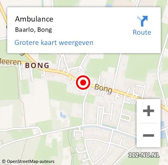 Locatie op kaart van de 112 melding: Ambulance Baarlo, Bong op 26 april 2015 19:23