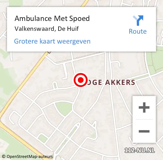 Locatie op kaart van de 112 melding: Ambulance Met Spoed Naar Valkenswaard, De Huif op 26 april 2015 20:37