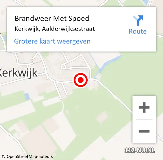 Locatie op kaart van de 112 melding: Brandweer Met Spoed Naar Kerkwijk, Aalderwijksestraat op 26 april 2015 21:05