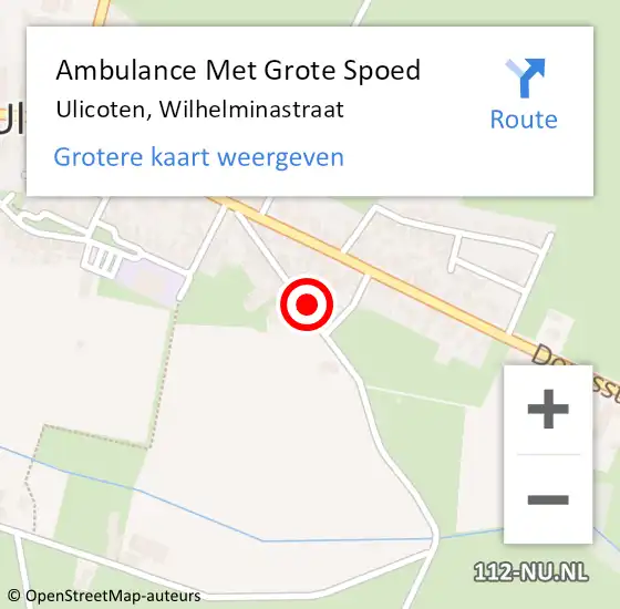 Locatie op kaart van de 112 melding: Ambulance Met Grote Spoed Naar Ulicoten, Wilhelminastraat op 26 april 2015 21:28