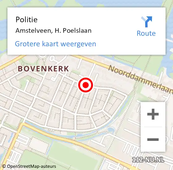 Locatie op kaart van de 112 melding: Politie Amstelveen, H. Poelslaan op 26 april 2015 21:29