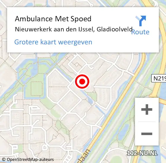 Locatie op kaart van de 112 melding: Ambulance Met Spoed Naar Nieuwerkerk aan den IJssel, Gladioolveld op 26 april 2015 21:37