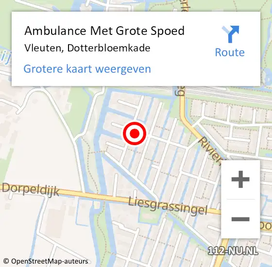 Locatie op kaart van de 112 melding: Ambulance Met Grote Spoed Naar Vleuten, Dotterbloemkade op 26 april 2015 21:48