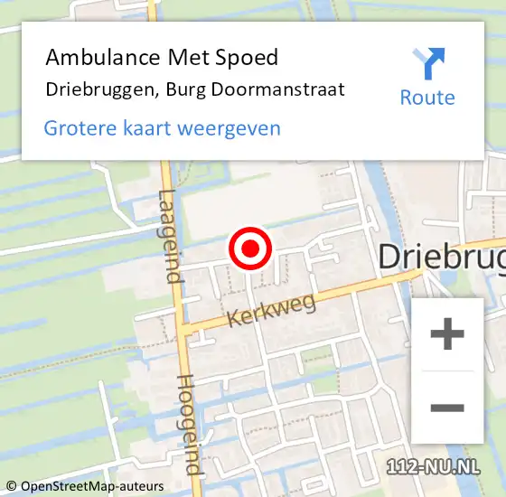 Locatie op kaart van de 112 melding: Ambulance Met Spoed Naar Driebruggen, Burg Doormanstraat op 26 april 2015 22:18