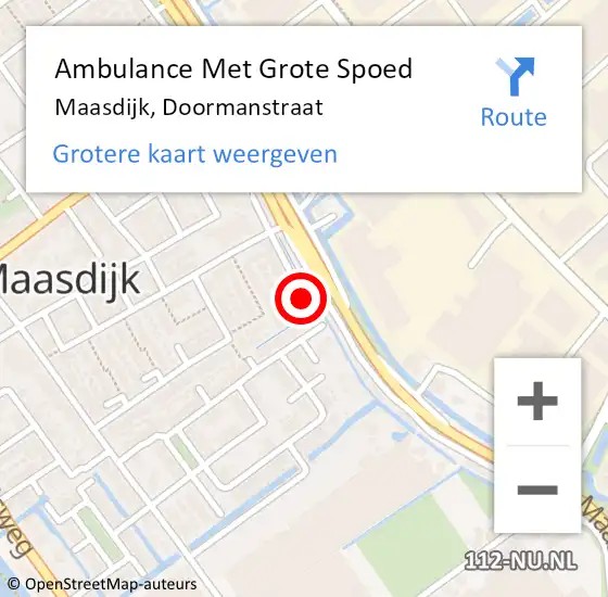 Locatie op kaart van de 112 melding: Ambulance Met Grote Spoed Naar Maasdijk, Doormanstraat op 26 april 2015 22:40