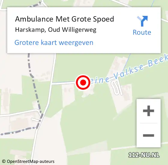 Locatie op kaart van de 112 melding: Ambulance Met Grote Spoed Naar Harskamp, Oud Willigerweg op 26 april 2015 23:01