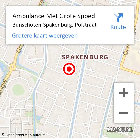 Locatie op kaart van de 112 melding: Ambulance Met Grote Spoed Naar Bunschoten-Spakenburg, Polstraat op 27 april 2015 01:00