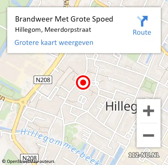 Locatie op kaart van de 112 melding: Brandweer Met Grote Spoed Naar Hillegom, Meerdorpstraat op 27 april 2015 01:02