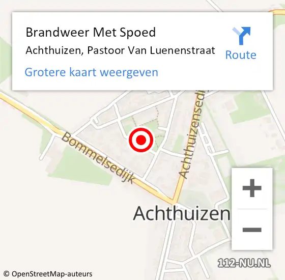 Locatie op kaart van de 112 melding: Brandweer Met Spoed Naar Achthuizen, Pastoor Van Luenenstraat op 27 april 2015 01:07